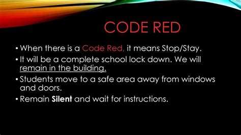 what does code red mean in school