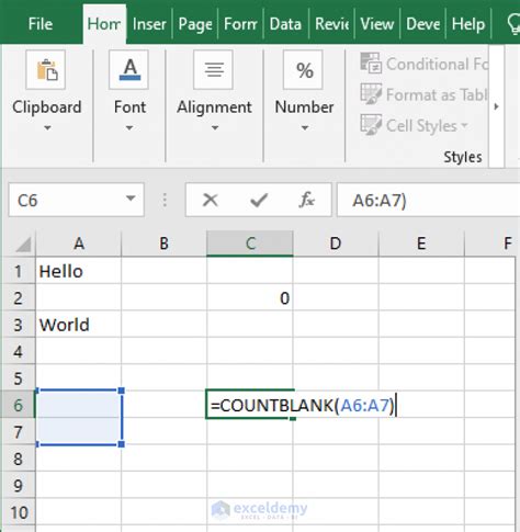 what does countblank mean in excel