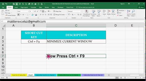what does ctrl f9 do in excel