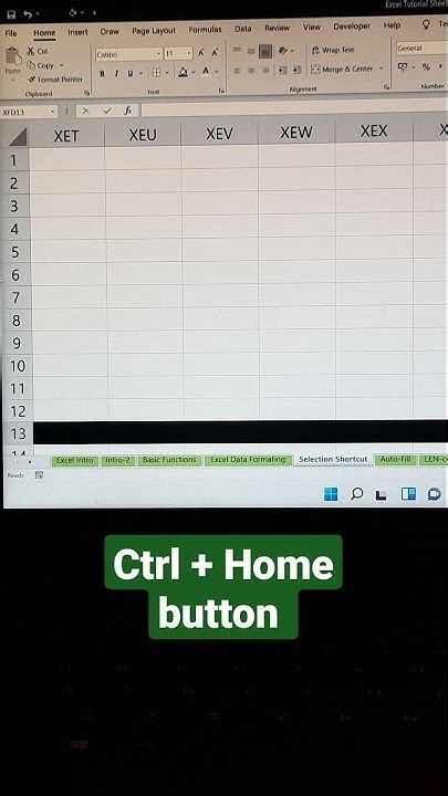 what does ctrl home do in excel