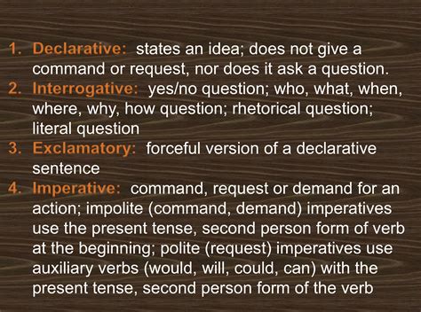 what does declarative imperative exclamatory and interrogative mean