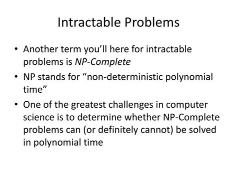 what does intractable problem mean in computer science