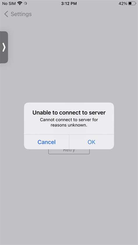 what does it mean when iphone cannot connect to server