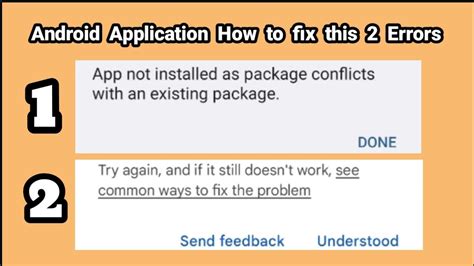 what does it mean when it says app not installed as package conflicts with an existing package