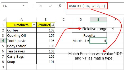 what does match formula in excel