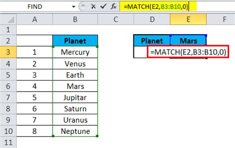 what does match mean in excel formula