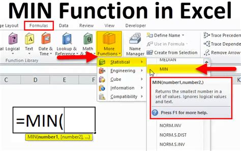 what does min mean in excel formula