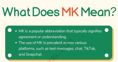 what does mk mean in text language