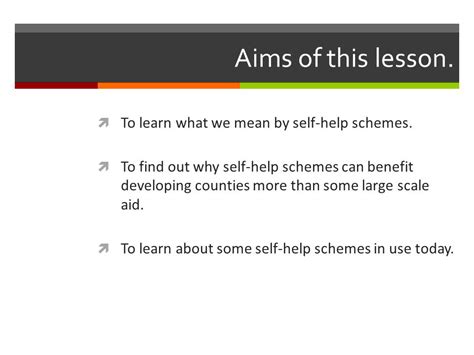 what does self help schemes mean