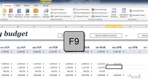 what does shift f9 do in excel