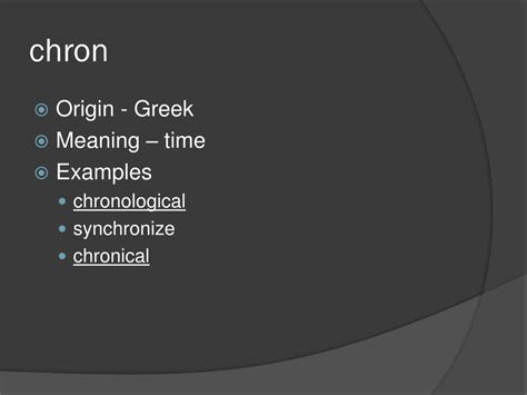 what does the greek and latin root chron mean