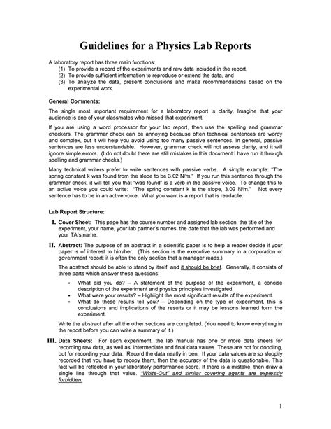 what does the introduction of a lab report contain