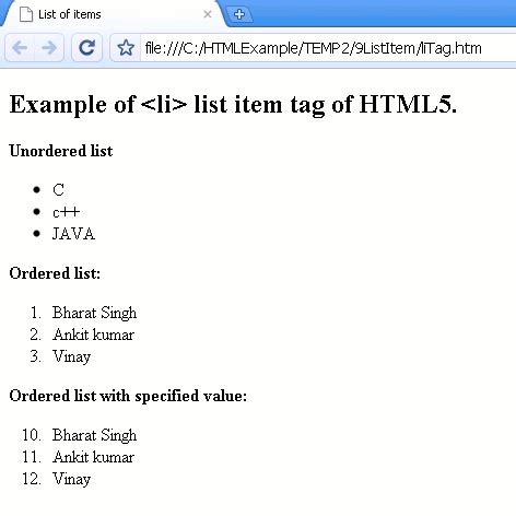 what does the li tag stand for in html
