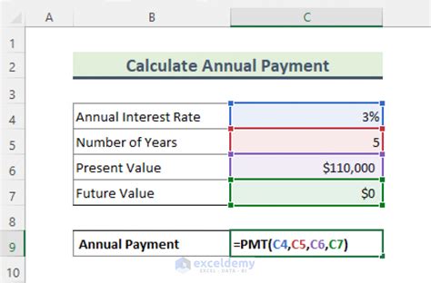 what does the pmt function calculate in excel 2019