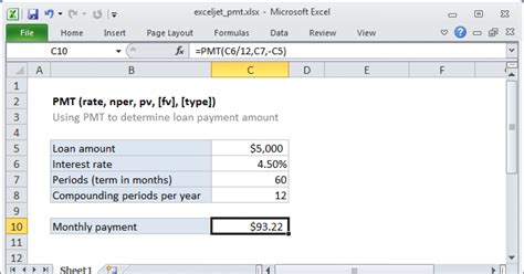 what does the pmt function in excel calculate