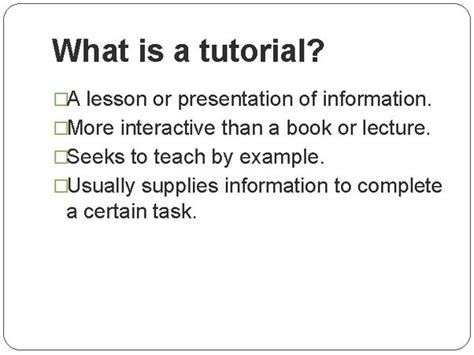 what does tutorial mean