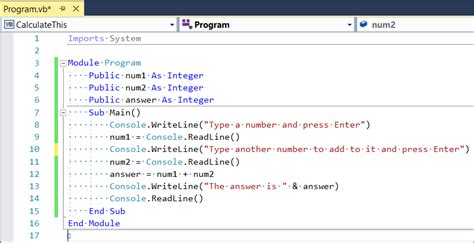 what does visual basic code look like