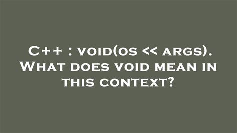 what does void mean in c programming