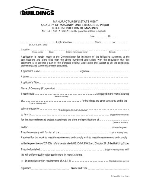 what is 10h form