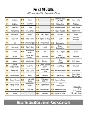 what is a 10-100 police code