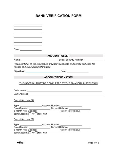what is a bank verification form