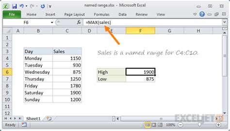 what is a benefit of using a range name in excel quizlet
