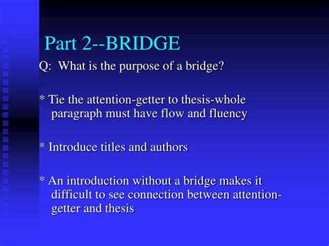 what is a bridge in introduction paragraph