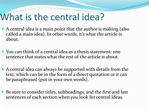 what is a central point in writing