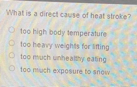 what is a direct cause of heat stroke quizlet