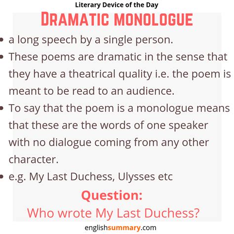 what is a dramatic monologue explain with examples