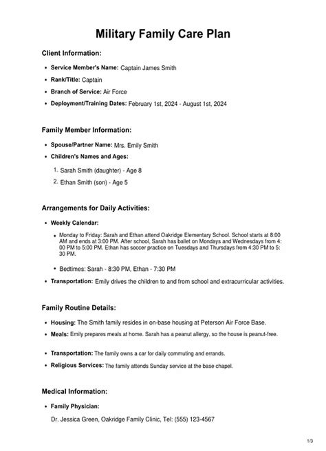 what is a family care plan army