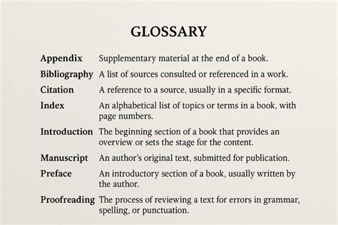 what is a glossary in a book example