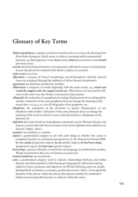 what is a glossary of key terms