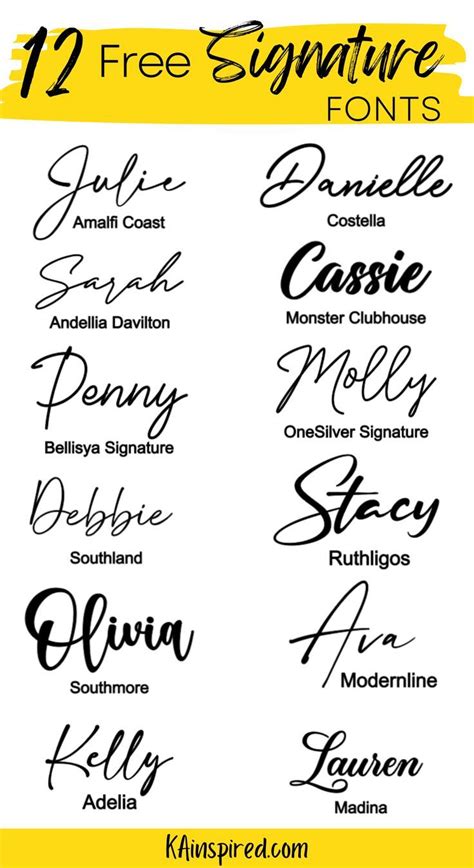what is a good cursive signature font in word