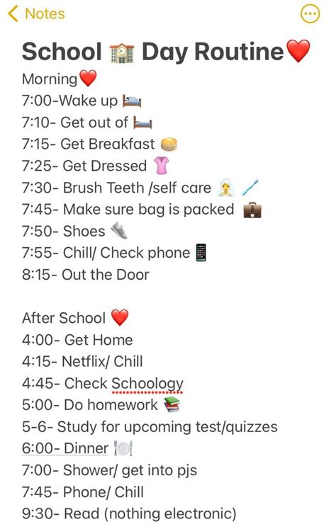 what is a good morning routine for a middle school