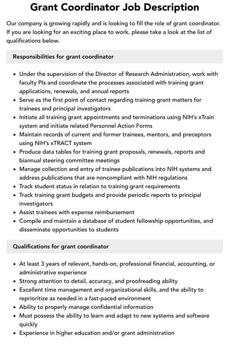 what is a grant coordinator