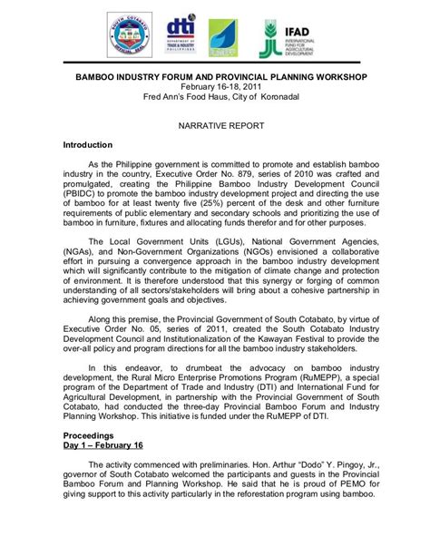 what is a narrative report sample