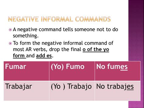 what is a negative informal command