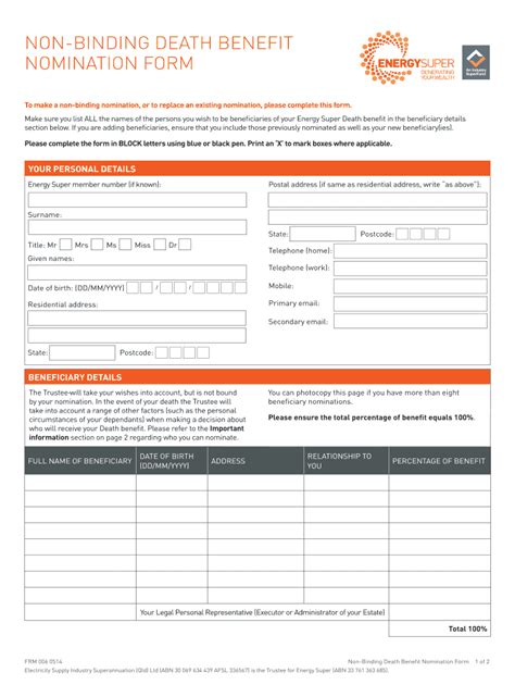 what is a non binding death benefit nomination