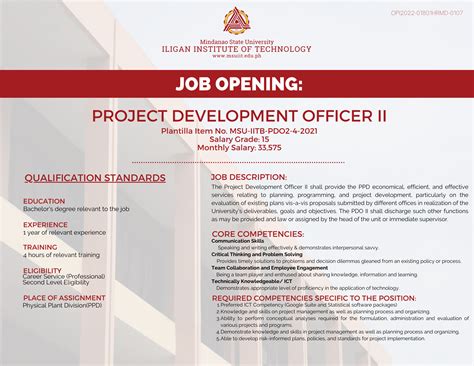 what is a project development officer
