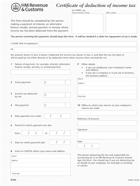 what is a r185 form