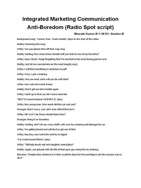what is a radio spot script