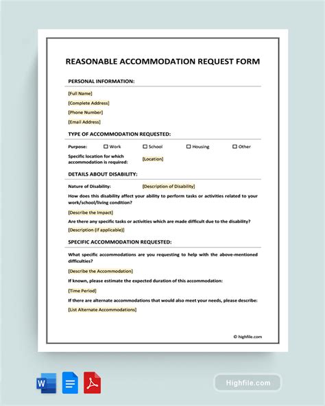 what is a reasonable accommodation request form