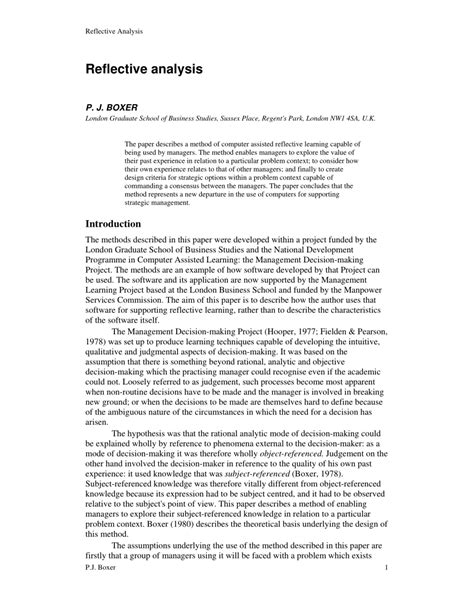 what is a reflection analysis