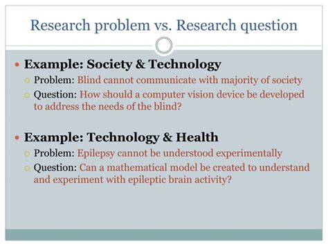 what is a research problem vs research question