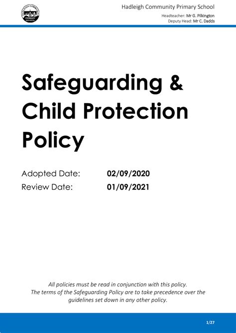 what is a safeguarding policy in schools