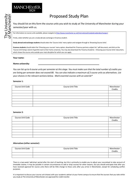 what is a sample plan of study