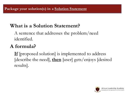 what is a solution statement in math example