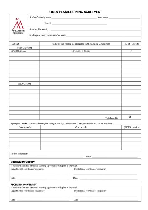 what is a study plan for university