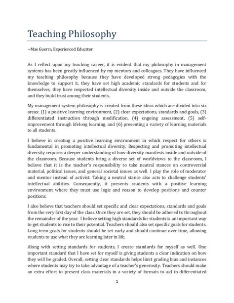 what is a teaching philosophy example